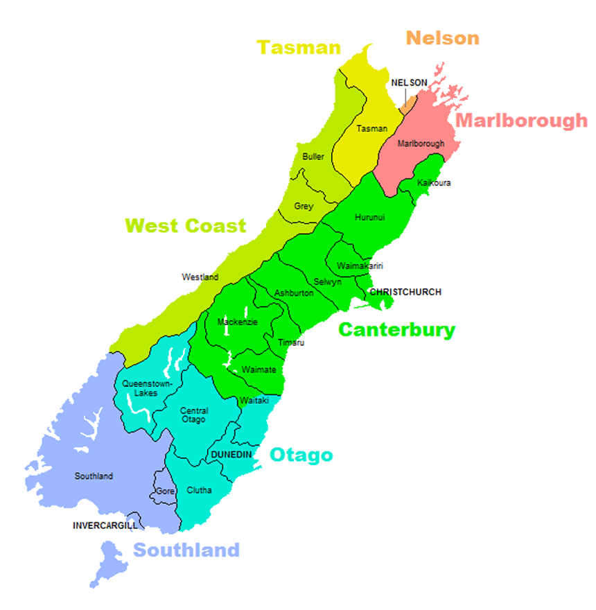 South Island Map